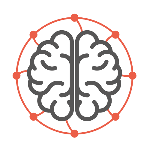 Icône de cerveau et ses connexions sensorielles